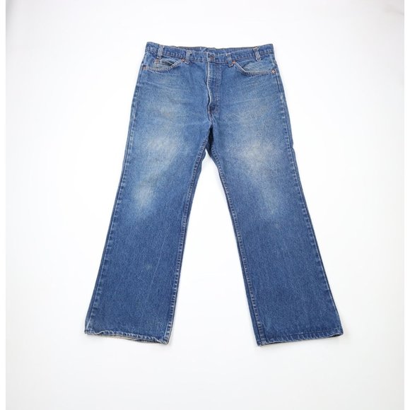Vintage 80s Levis 517 Orange Tab Mens 38x29 Distressed Flared Bootcut Jeans USA